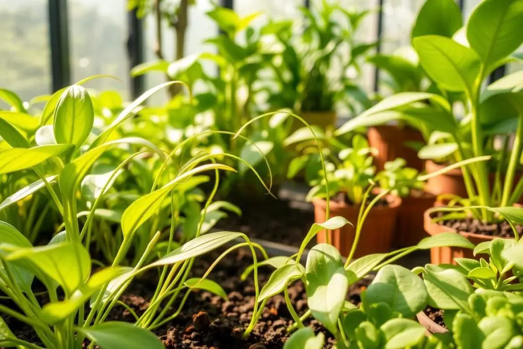 A lush indoor terrarium filled with thriving Syngonium plants. The scene is bathed in soft, natural lighting that filters through the glass walls, casting a warm, ethereal glow. In the foreground, delicate Syngonium leaves unfurl, their vibrant green hues accentuated by the moist soil and ambient humidity. The middle ground showcases the plant's graceful stems, gently curving and intertwining, creating a sense of harmony and growth. In the background, a variety of potted Syngonium specimens are arranged, their different leaf shapes and sizes adding depth and visual interest to the composition. The overall atmosphere exudes a sense of tranquility and vitality, inviting the viewer to immerse themselves in the nurturing environment of a thriving Syngonium terrarium.